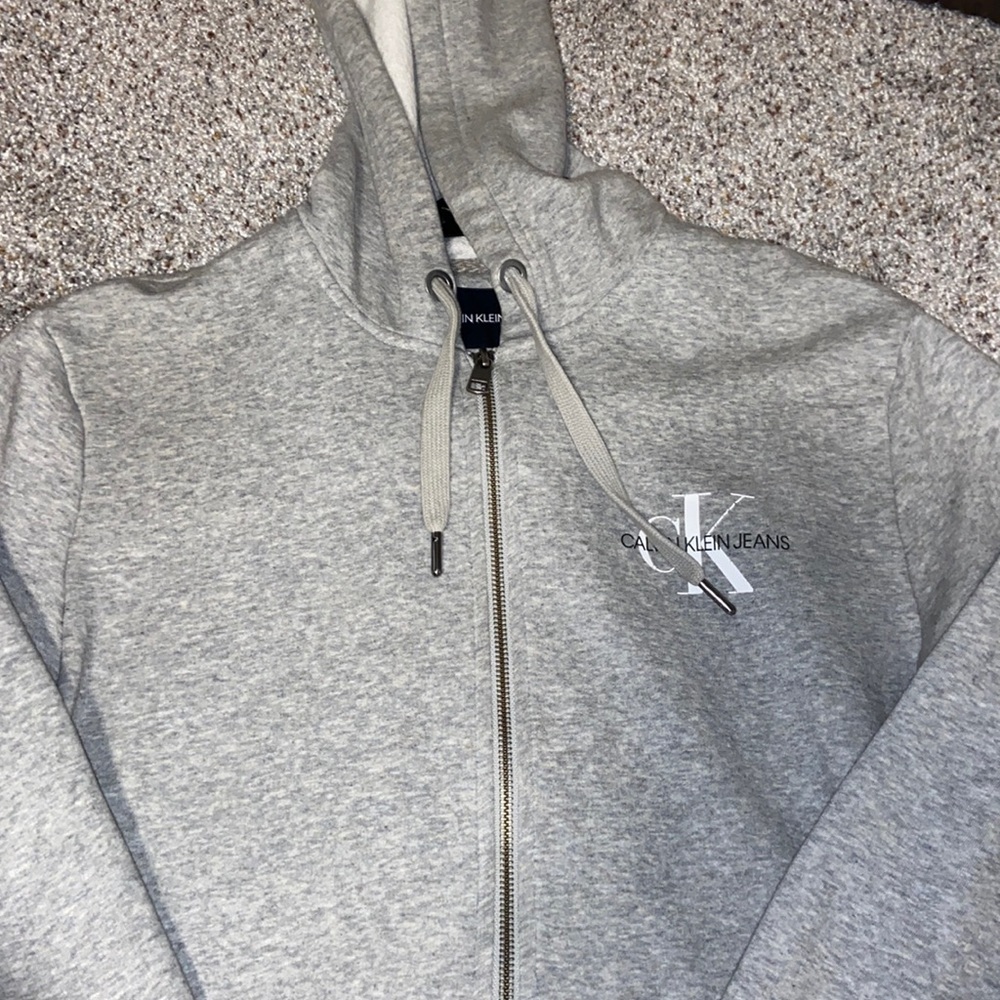 Gray Calvin Klein Zip Up Mens Medium